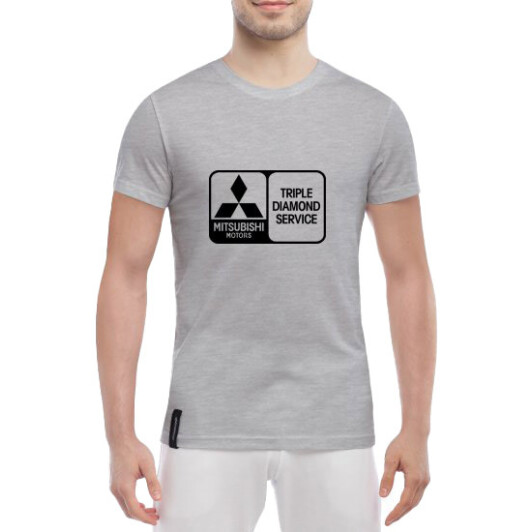 Футболка мужская Globuspioner классическая Mitsubishi Triple Diamon Service серый спереди L