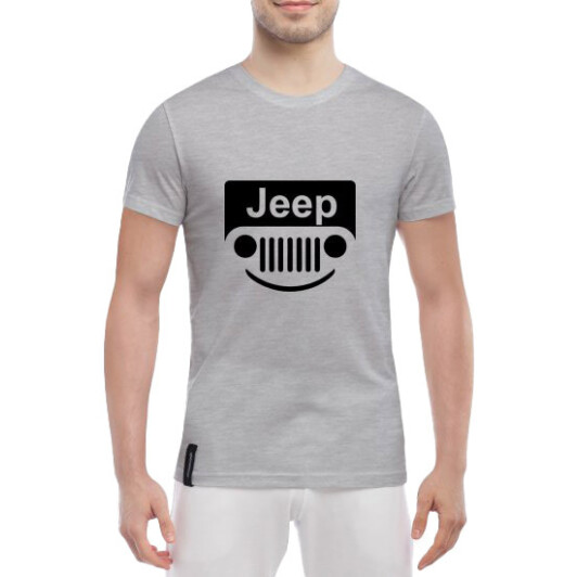 Футболка чоловіча Globuspioner класична Jeep Smile сіра принт спереду XL