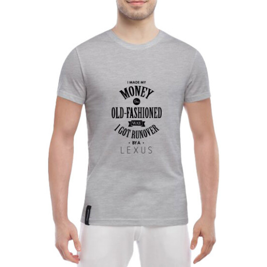 Футболка мужская Globuspioner классическая I Made My Money серый спереди XL