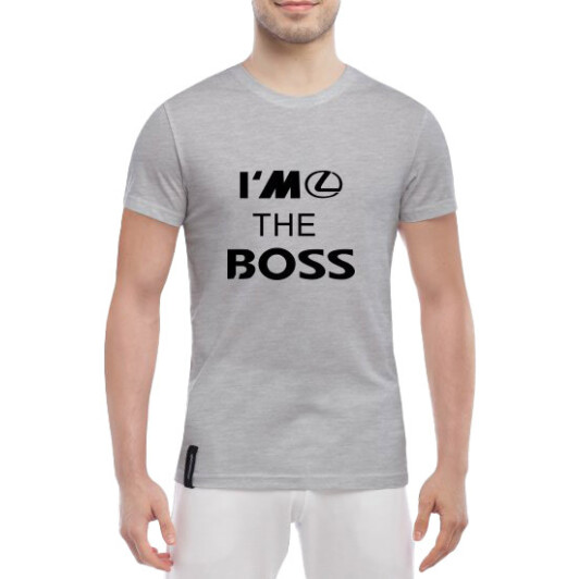 Футболка мужская Globuspioner классическая Lexus I´m the Boss серый спереди XS
