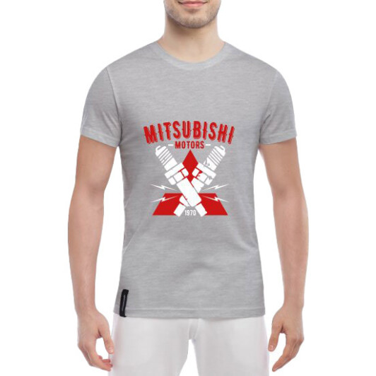 Футболка мужская Globuspioner классическая Mitsubishi 1970 серый спереди M