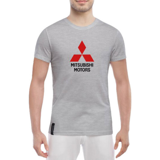 Футболка чоловіча Globuspioner класична Mitsubishi Motors Big Logo v2 сіра принт спереду XS