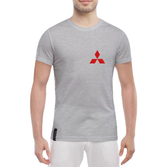 Футболка мужская Globuspioner классическая Mitsubishi Mini Sign v2 серый спереди XXL