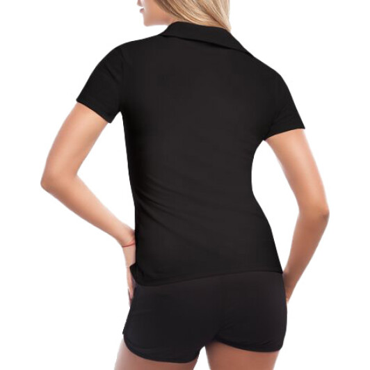 Футболка женская Globuspioner поло Mitsubishi Motors Mini Logo Silver черная принт спереди L