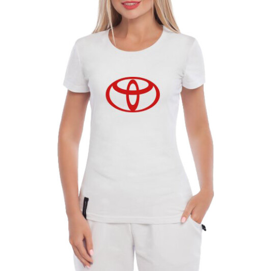 Футболка женская Globuspioner классическая Toyota Big Sign белая принт спереди