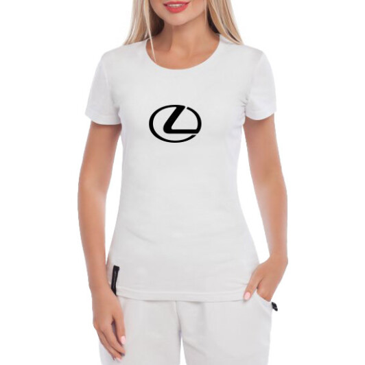 Футболка женская Globuspioner классическая Lexus Logo Big белая принт спереди M