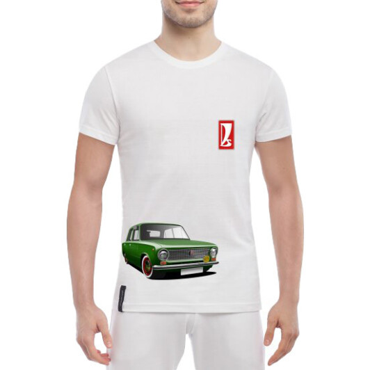 Футболка мужская Globuspioner классическая VAZ 2101 белый спереди M