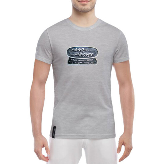 Футболка мужская Globuspioner классическая Land Rover Steel серый спереди 3XL