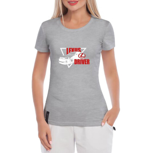 Футболка женская Globuspioner классическая Lexus Drive серая принт спереди L