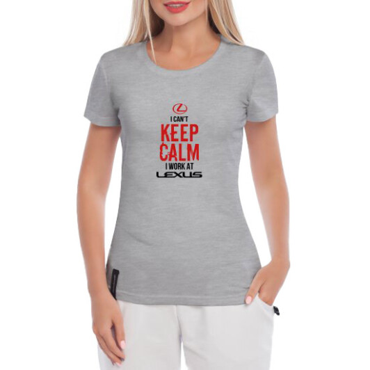 Футболка женская Globuspioner классическая Keep Calm Lexus серая принт спереди M