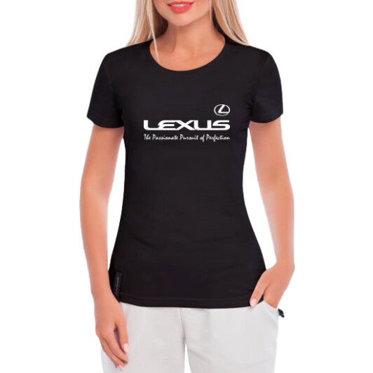 Футболка женская Globuspioner классическая Lexus Slogans черная принт спереди S