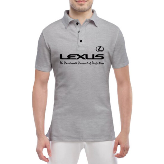 Футболка мужская Globuspioner поло Lexus Slogans серый спереди XXL
