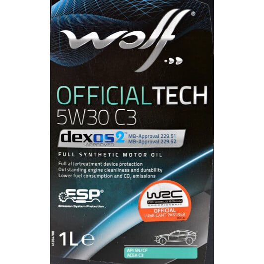 Моторное масло Wolf Officialtech C3 5W-30 1 л на Daewoo Matiz