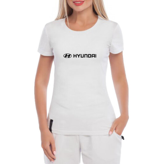 Футболка жіноча Globuspioner класична Hyundai Logo біла принт спереду
