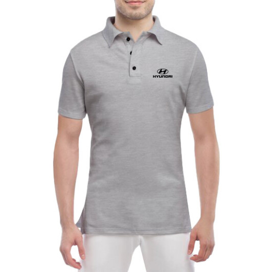 Футболка мужская Globuspioner поло Hyundai Big Logo серый спереди S