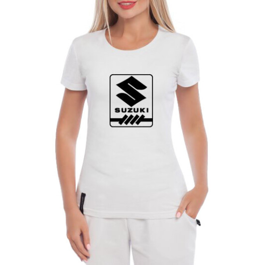 Футболка жіноча Globuspioner класична Suzuki Logo Vector біла принт спереду XL