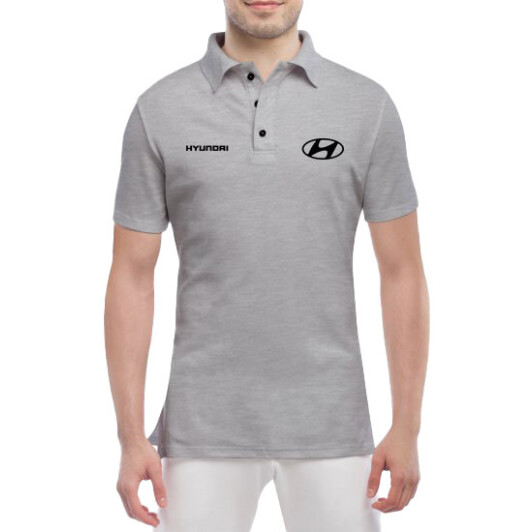 Футболка мужская Globuspioner поло Hyundai Logo Wide серый спереди S