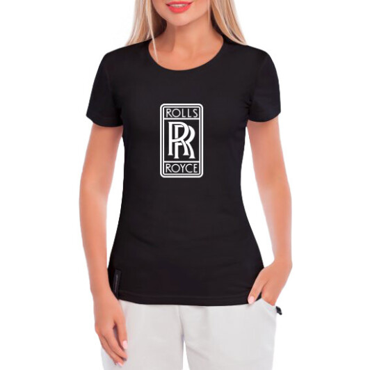 Футболка жіноча Globuspioner класична Rolls-Royce Big Logo чорна принт спереду L