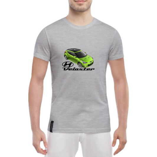 Футболка чоловіча Globuspioner класична Veloster сіра принт спереду