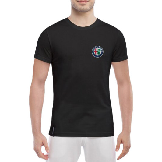 Футболка чоловіча Globuspioner класична Alfa Romeo Mini Logo чорна принт спереду M