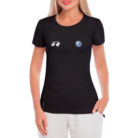 Футболка женская Globuspioner классическая Volkswagen R черная принт спереди S
