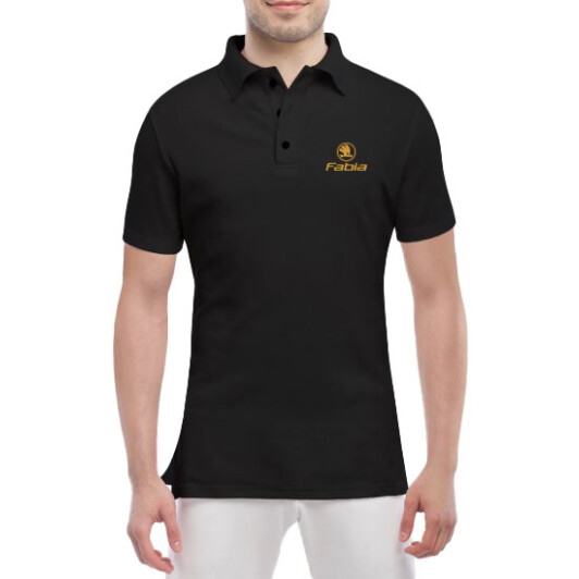 Футболка мужская Globuspioner поло Skoda Fabia Logo черный спереди M