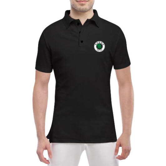 Футболка чоловіча Globuspioner поло Skoda Auto Logo чорна принт спереду