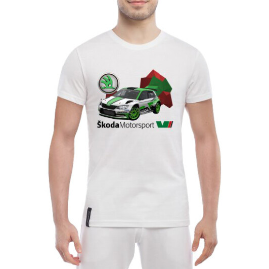Футболка мужская Globuspioner классическая Skoda Fabia R5 EVO белый спереди L