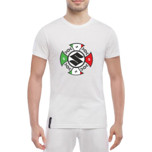 Футболка чоловіча Globuspioner класична Suzuki Italy біла принт спереду 3XL