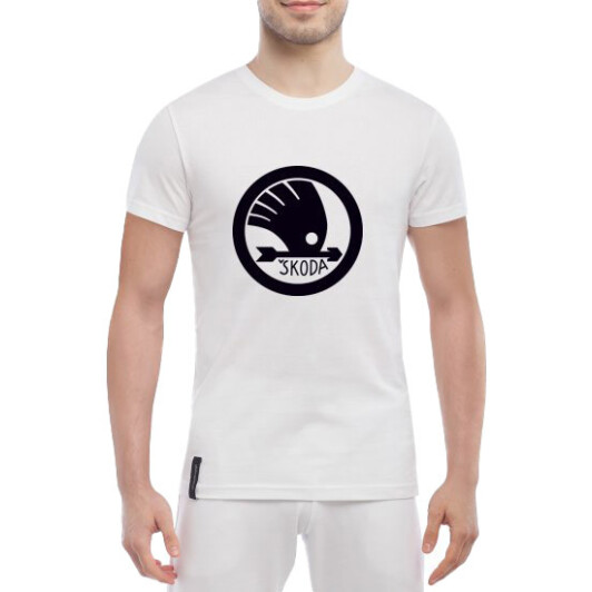 Футболка мужская Globuspioner классическая Skoda Big Logo Arrow белый спереди M