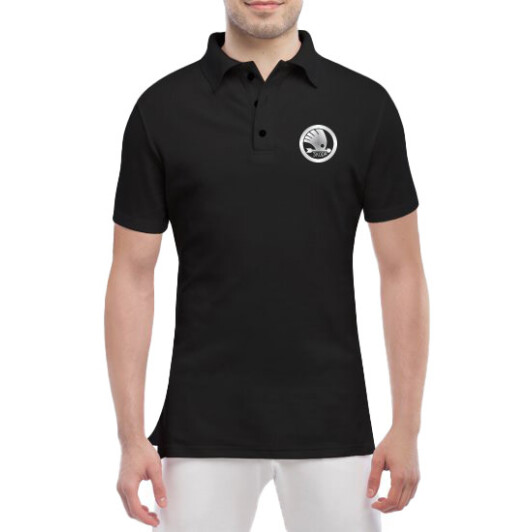 Футболка мужская Globuspioner поло Skoda Big Logo Arrow черный спереди XL
