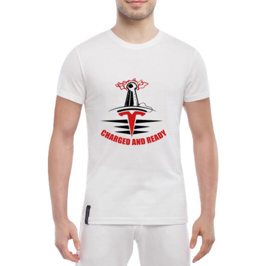Футболка мужская Globuspioner классическая Tesla Ready белый спереди 3XL