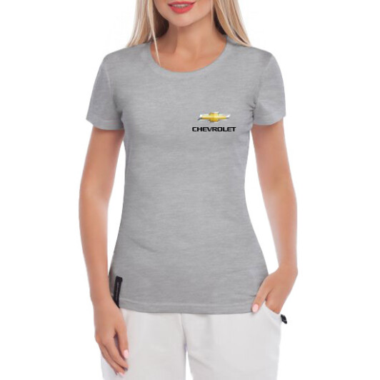 Футболка женская Globuspioner классическая Chevrolet Mini Logo серая принт спереди S