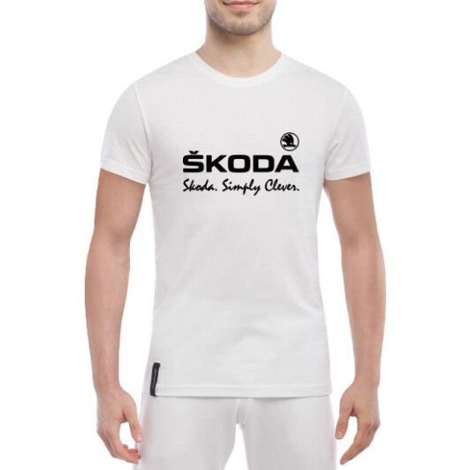 Футболка мужская Globuspioner классическая Skoda Slogan белый спереди S