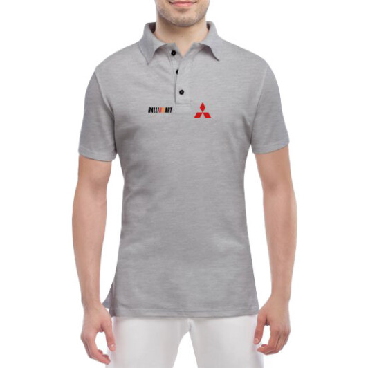 Футболка мужская Globuspioner поло Ralli Art Mitsubishi серый спереди