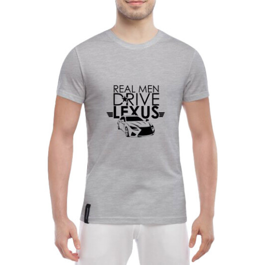 Футболка мужская Globuspioner классическая Real Men Drive Lexus серый спереди XS