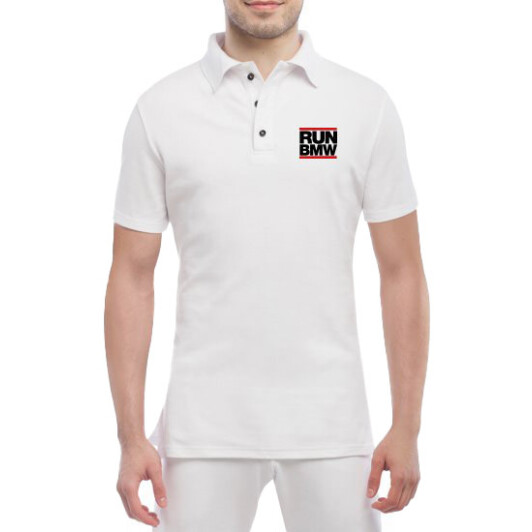 Футболка мужская Globuspioner поло Run BMW белый спереди L
