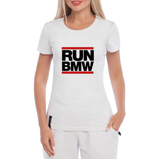 Футболка женская Globuspioner классическая Run BMW белая принт спереди S