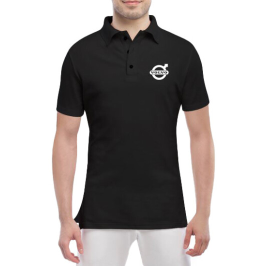 Футболка чоловіча Globuspioner поло Volvo Big Logo чорна принт спереду