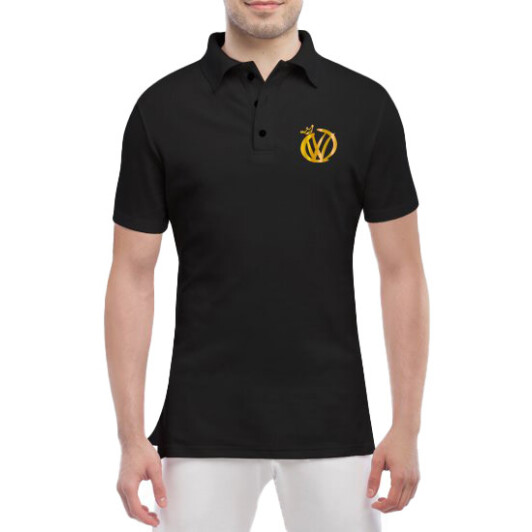 Футболка чоловіча Globuspioner поло Volkswagen King чорна принт спереду