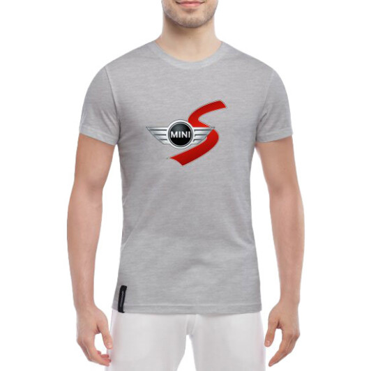 Футболка мужская Globuspioner классическая Mini Cooper S Big Logo Red серый спереди