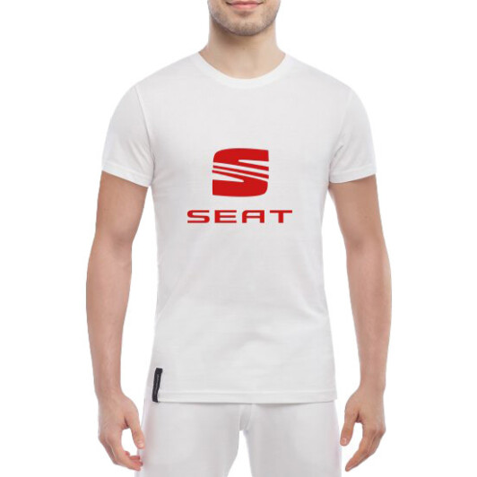 Футболка чоловіча Globuspioner класична Seat Big Logo біла принт спереду