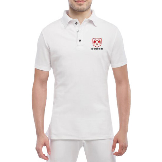 Футболка мужская Globuspioner поло Dodge Big Logo v2 белый спереди L