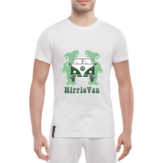 Футболка мужская Globuspioner классическая Volkswagen Hippie Van белый спереди L
