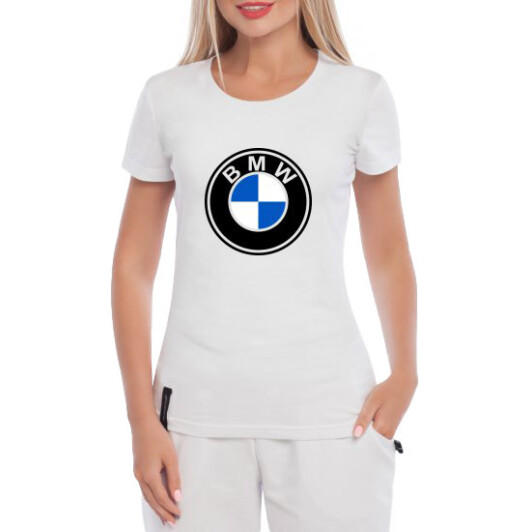 Футболка женская Globuspioner классическая BMW Big Logo Classic v2 белая принт спереди S