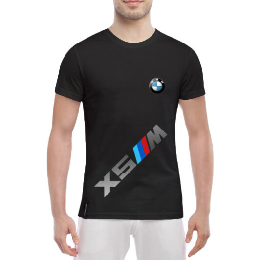 Футболка мужская Globuspioner классическая BMW X5 Big Logo Vertical черный спереди M