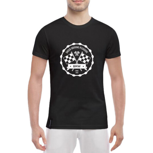 Футболка мужская Globuspioner классическая BMW Sheer Driving Pleasure черный спереди XS