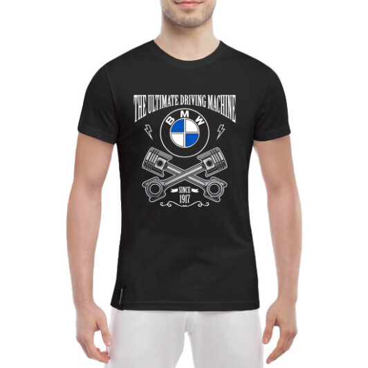 Футболка чоловіча Globuspioner класична BMW The Ultimate Driving Machine чорна принт спереду XS