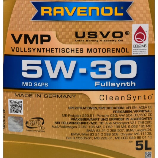 Моторна олива Ravenol VMP 5W-30 5 л на Toyota Liteace
