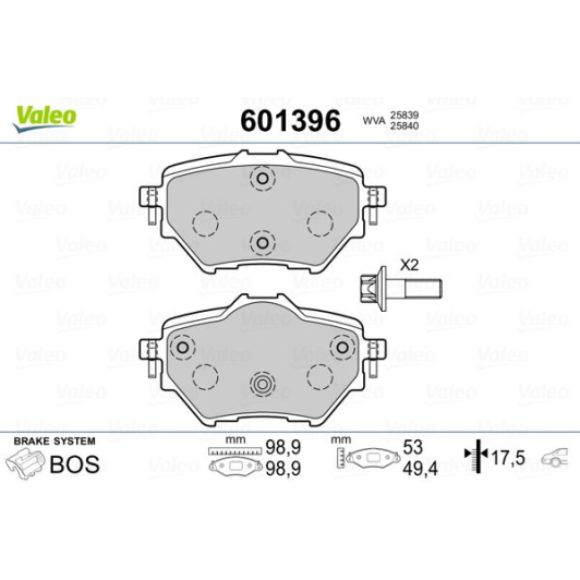 Тормозные колодки Valeo 601396